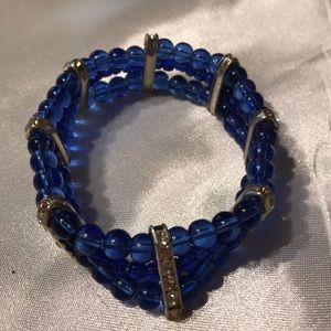 Vibrant blue; small and medium beads; 3 layers